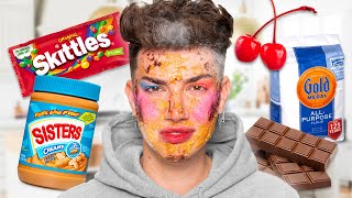 Doing My Makeup With FOOD 🤮