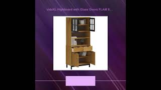 vidaXL Highboard with Glass Doors FLAM 80x40x180 cm Solid Wood Pine