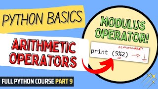 Arithmetic Operators in Python | Python Course for Beginners & Students | Full Python Course Part 9
