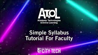 Brightspace: Simple Syllabus Tutorial for Faculty