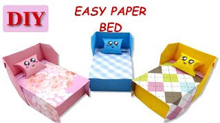 How To Make Origami Bed & Bedding | Paper Crafts For School | DIY School Project | Easy Origami Bed