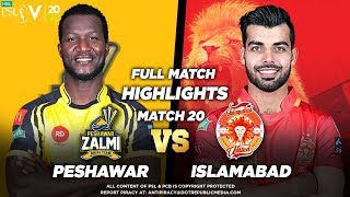 Islamabad United Vs Peshawar Zalmi | Full Match Highlights | Match 20 | HBL PSL 5 | 2020| MB1