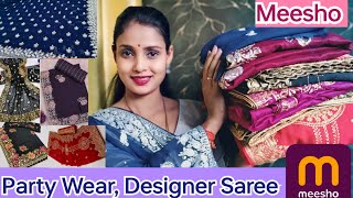 #106 Meesho Wedding Special Saree 🫶🏻 meesho party wear saree review/ party designer saree