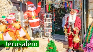 Jerusalem on The Eve of Christmas. Amazing Walk Through the Streets of A Beautiful City