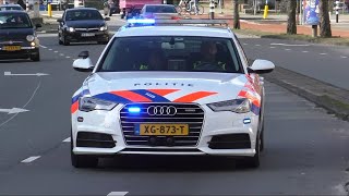 Politie Audi A6 \u0026 Volkswagen Passat met hoge snelheid door Amsterdam met spoed!