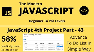 The Modern JavaScript Tutorial | 4th JavaScript Project | Advance To Do List | Tech Quick Learner