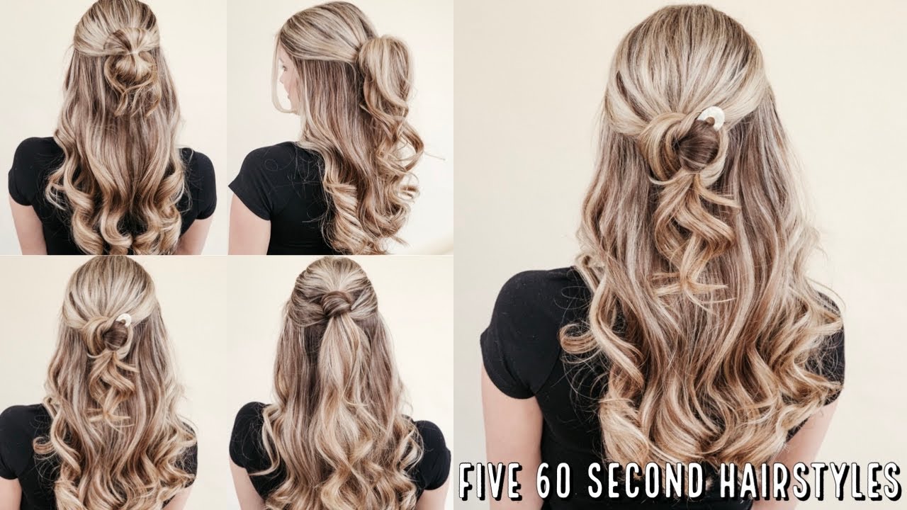 5 EASY 60 Second Half Up Hairstyles! - YouTube