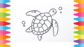 How to Draw Sea Turtle | Drawing Cute Sea Turtle