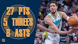 Tyrese Haliburton 27 pts 5 threes 8 asts vs Suns 24/25 season