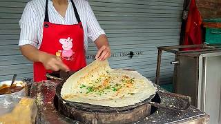 Street Food Jianbing (Chinese dosa) vegetarian food China # Shanghai