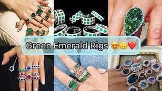 Exquisite Green Emerald Daimond Rings || High Jewellery Green Gemstone crystal Rongs design ||