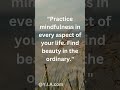 Practice mindfulness in every aspect of your life  Find beauty in the ordinary