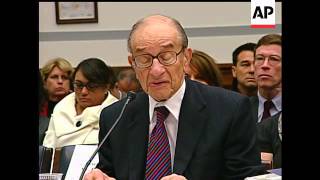 Badgered by lawmakers, former Federal Reserve Chairman Alan Greenspan denied the nation's economic c