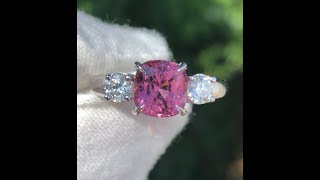 New 2.76 carat Natural Pink Spinel and VS EF Diamond 18k Ring