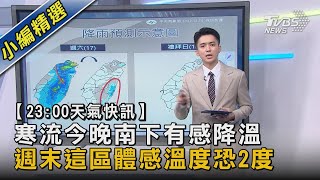 【23:00天氣快訊】寒流今晚南下有感降溫 週末這區體感溫度恐2度｜TVBS新聞@TVBSNEWS02