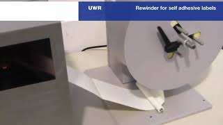 Printer with unwider UWR and rewinder RWR