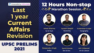 Last One Year Current Affairs Revision | UPSC Prelims 2021| 12 Hours Marathon | By Top Educators |P1