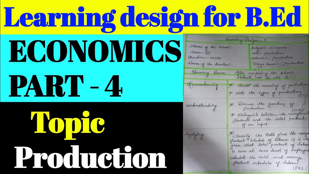 LEARNING DESIGN FOR B.ED IN ECONOMICS Part - 4 TOPIC - Production ...