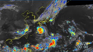 台風第10号（サンサン）気象衛星ひまわり 雲頂強調画像 2024年8月22日～31日