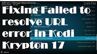 Fixing Failed to resolve URL error in Kodi Krypton 17