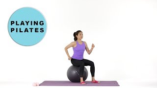 [Playing Pilates] 짐볼로 유산소 전신운동 8min ★ GymBall Workout 짐볼로 뛰어보자!