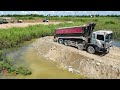 wonderful total episode to road builder on water by d41p dozer komatsu with dump trucks work compete