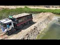 wonderful total episode to road builder on water by d41p dozer komatsu with dump trucks work compete