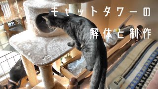 キャットタワーの解体・制作　＃コンパクト　＃保護猫3匹