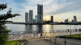 Japan Tokyo waterfront 2021beautiful sunset 東京で1番美しく長い夕日道❗️✨豊洲ぐるり公園[4K] 晴海フラッグを眺めて走る✨あなたはこの景色に恋をする☺️