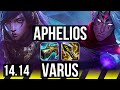 APHELIOS & Thresh vs VARUS & Renata Glasc (ADC) | 69% winrate, Legendary | EUW Challenger | 14.14