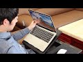 gpct653 foldable laptop table bed notebook desk w cooling fan mouse board led light 4 x usb ports