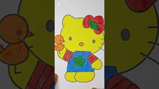 Colouring Hello Kitty 🐈😀 #drawingforkids #howtodraw #drawingtricks