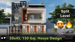 30x45 House Design Villa | SPLIT LEVEL | 3D Walkthrough | Home decorating ideas | Home Tour