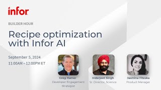 Recipe optimization with Infor AI | Builder Hour