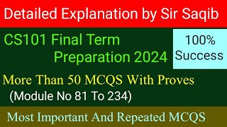 Cs101 Final term preparation 2024| cs101 final term Solved Mcqs 2024| cs101 final term preparation