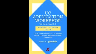 UC Transfer Application Workshop with Dr. Kevin Meza