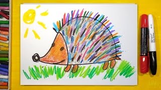 Как нарисовать цветного Ёжика, Урок рисования для детей от 3 лет