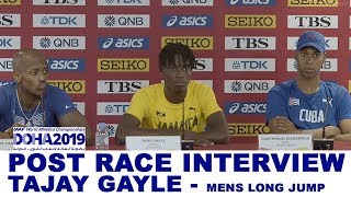 TAJAY GAYLE AFTER JUMPING 8.69m AND BECOMING WORLD CHAMPION | World Athletics Championships Doha '19