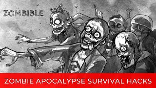 Zombie apocalypse survival hacks, life hacks, comic book, for meeting with the walking dead