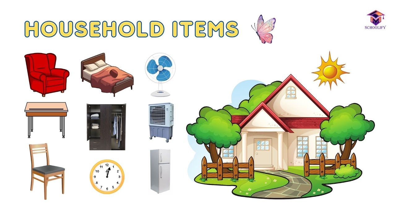 LEARN HOUSEHOLD ITEMS | HOUSEHOLD ITEMS | ENGLISH VOCABULARY - YouTube