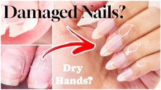 Treatment for Damaged Nails \u0026 Dry Hands at Home 🤎 Handcare Routine / Nailcare Treatment