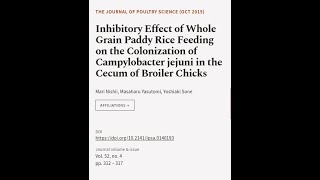 Inhibitory Effect of Whole Grain Paddy Rice Feeding on the Colonization of Campylobac... | RTCL.TV