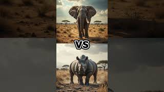 Savanna Showdown: African Elephant vs Rhinoceros - Battle of Giants #animalshorts #wildlifeanimals