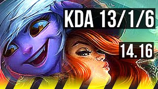 TRISTANA & Senna vs MISS FORTUNE & Rell (ADC) | 13/1/6, Legendary | NA Grandmaster | 14.16