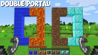 DON'T LIGHT one of DOUBLE PORTAL ! LAVA WATER PORTAL vs DIRT DIAMOND PORTAL in Minecraft !