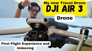 DJI AIR 3 Drone | First Flight Experience \u0026 Unboxing | Active Track, Obstacle Avoidance #djiair3