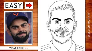 Virat Kohli outline drawing easy - How to draw virat kohli pencil drawing outline easy step by step