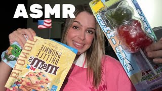 ASMR PROVANDO DOCINHOS QUE TROUXE DOS EUA 🇺🇸🍫❤️