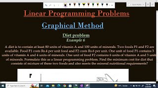 LPP 4 | Linear Programming Problems | DIET Problem | Graphical Method | Example 3