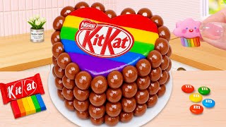 How to Make a Mini Rainbow Heart KitKat Cake 🍫🌈 | Chocolate Candy Cake ASMR | Cute Mini Bakes